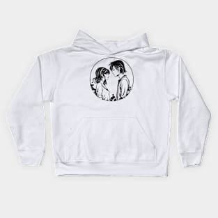 Couple in love before kiss Kids Hoodie